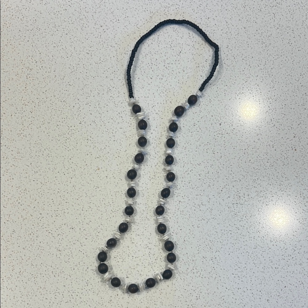 Classic Black and White Beaded Necklace